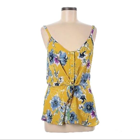 SIENNA SKY YELLOW FLORAL TIE FRONT CAMI TANK SMALL - Picture 4 of 5